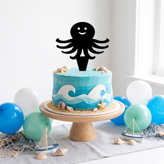Recycled Octopus Cake Topper for Ocean Themed Birthday Parties