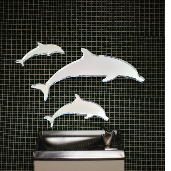 Pod of Three Dolphin Shaped Acrylic Mirrors