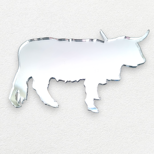 Highland Cow Shaped Acrylic MIrrors, Many Sizes, Colours and Engraving Services