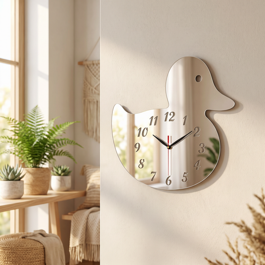 Duck Shaped Wall Clock - Decorative Kids Room Decor