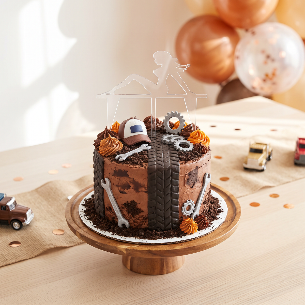 Trucker Mascot Lady Cake Toppers for Themed Birthday Parties