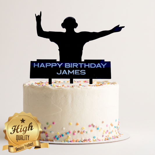 DJ Cake Topper Personalized Engraved Acrylic or Wood
