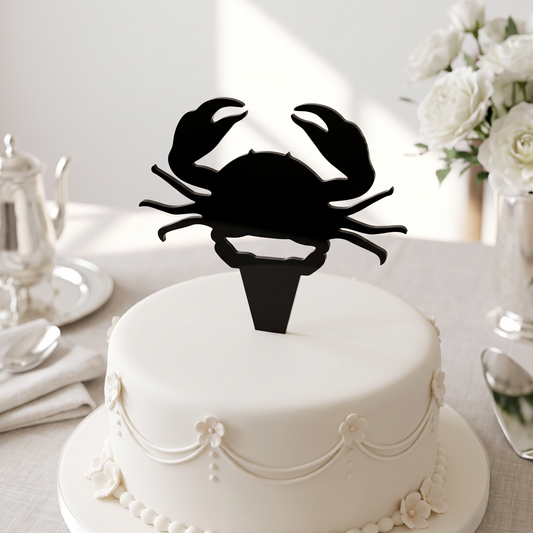Custom Recycled Acrylic Crab Cake Topper for Weddings and Events