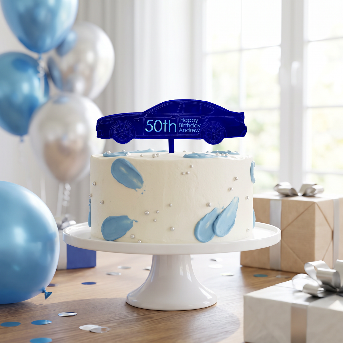 Custom Car Shaped Acrylic Cake Topper for Birthday Parties