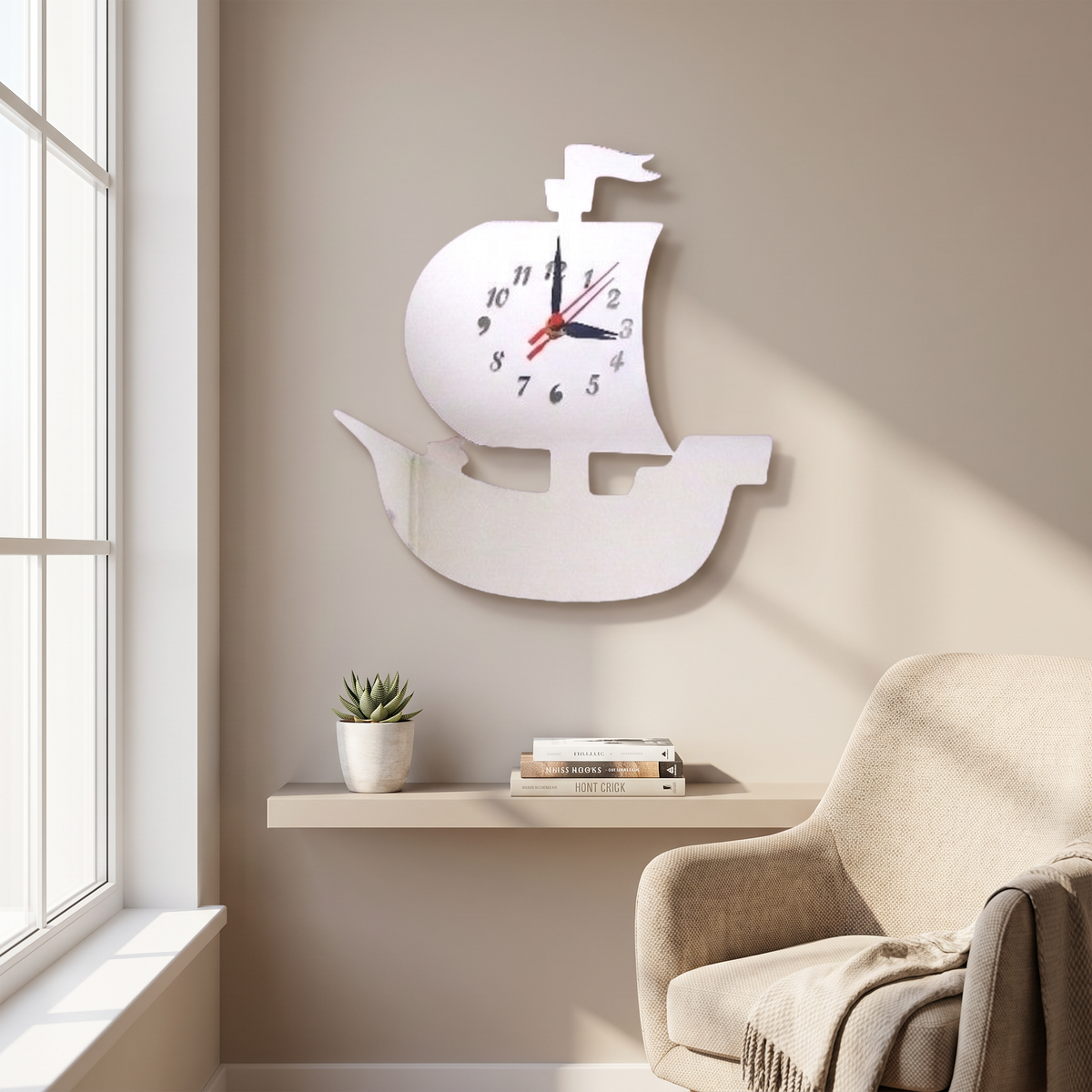 Pirate Ship Wall Clock - Decorative Nautical Themed Home Decor