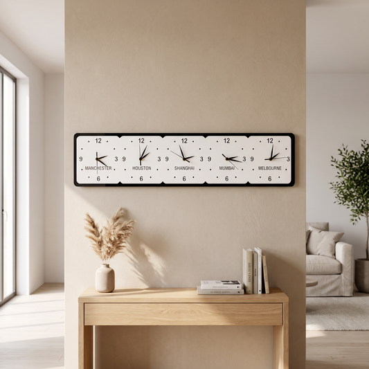 Custom 5-Time Zone Wall Clock Personalized Family Name Decor
