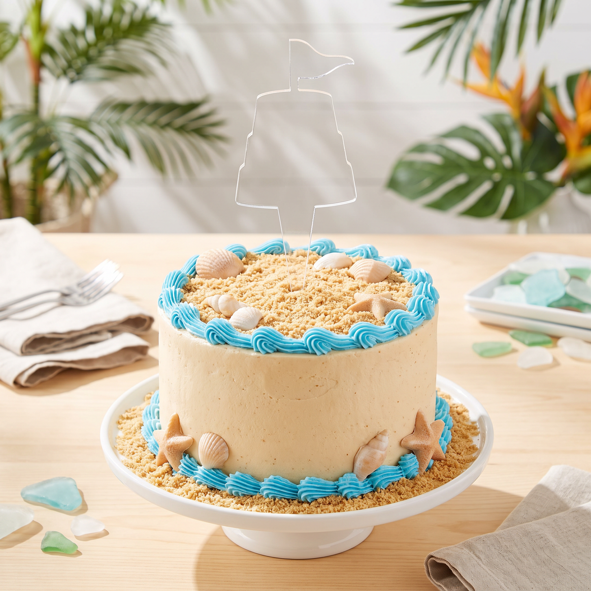 Sandcastle Shaped Cake Toppers for Beach Themed Birthday Parties