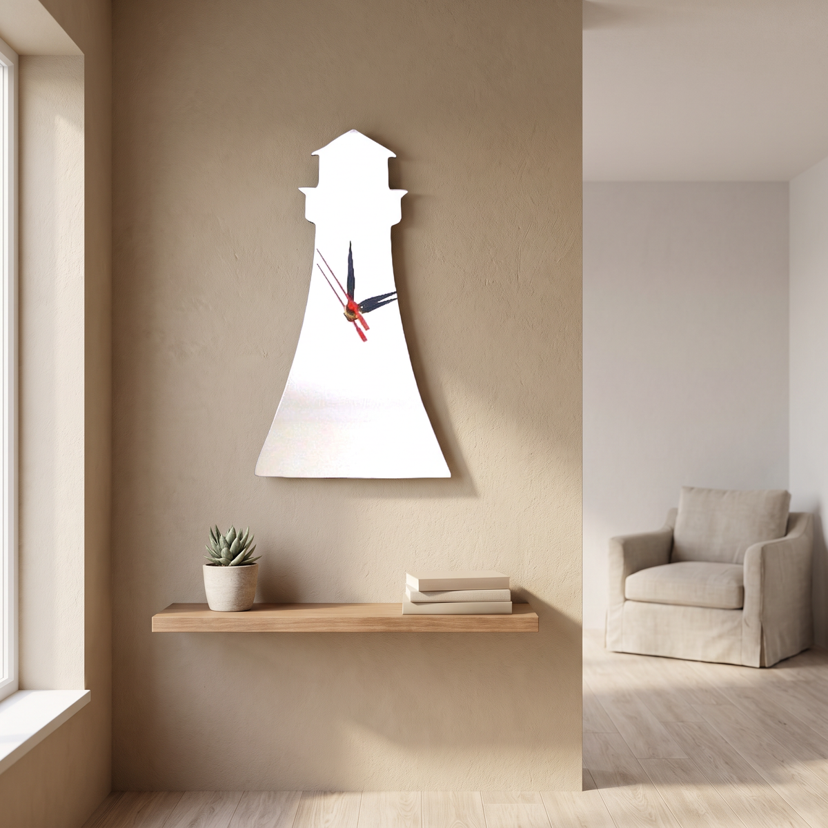 Lighthouse Shaped Wall Clock for Coastal Home Decor