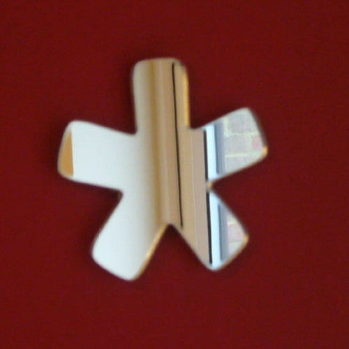 Funky Asterisk mirror shaped like a stylized asterisk with rounded points, isolated on a red background.