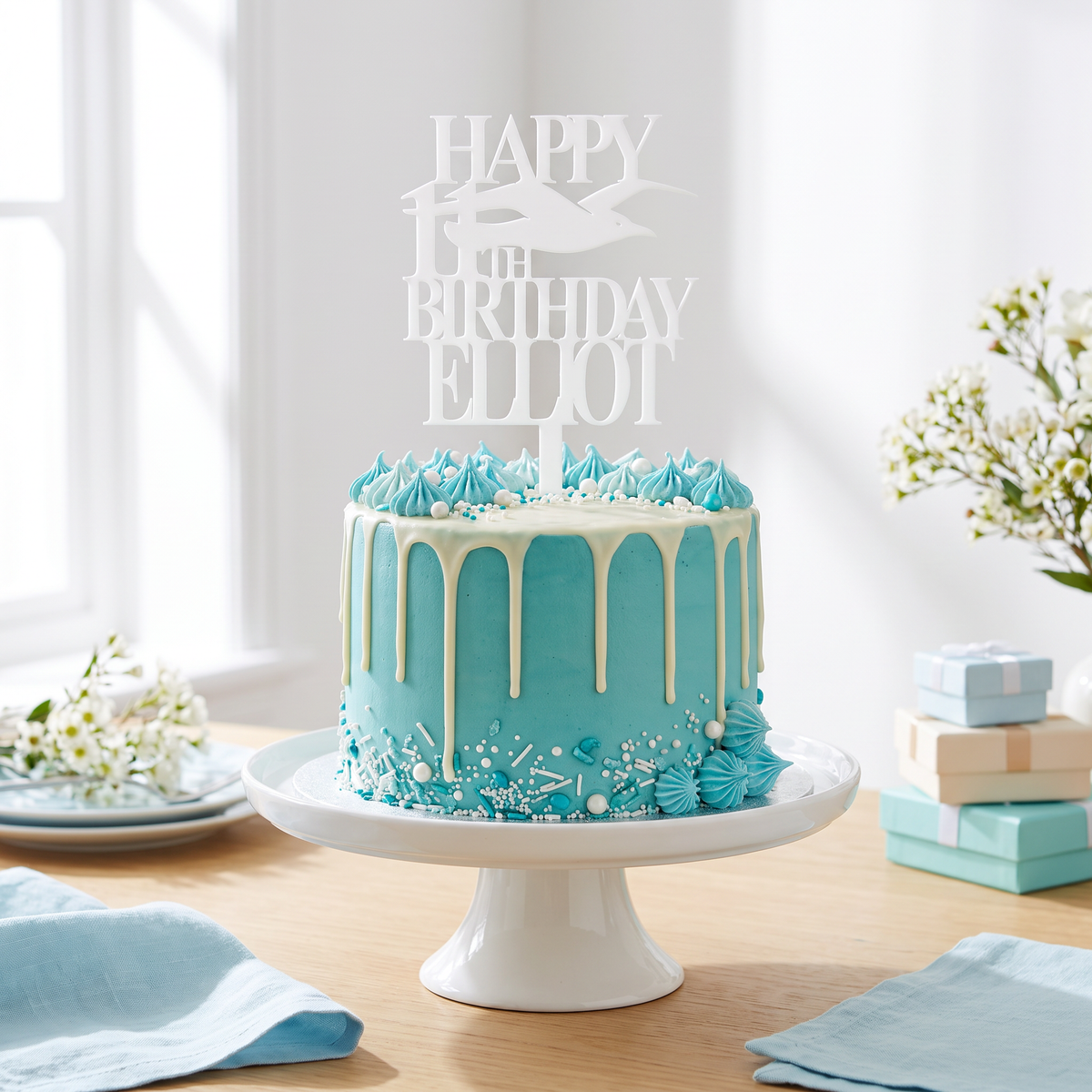 Custom Name and Shape Birthday Cake Topper Personalised