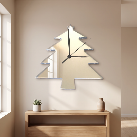 Christmas Tree Shaped Wall Clock - Decorative Holiday Home Decor