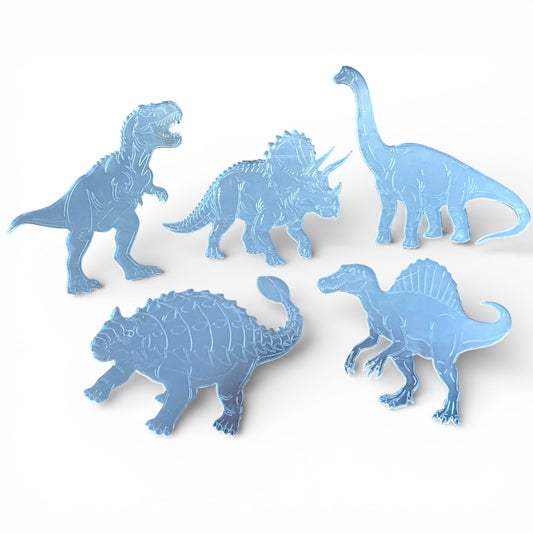 Dinosaur Acrylic Mirror Set, 5 Piece Collection with T-Rex, Triceratops, Brachiosaurus, Spinosaurus, Ankylosaurus