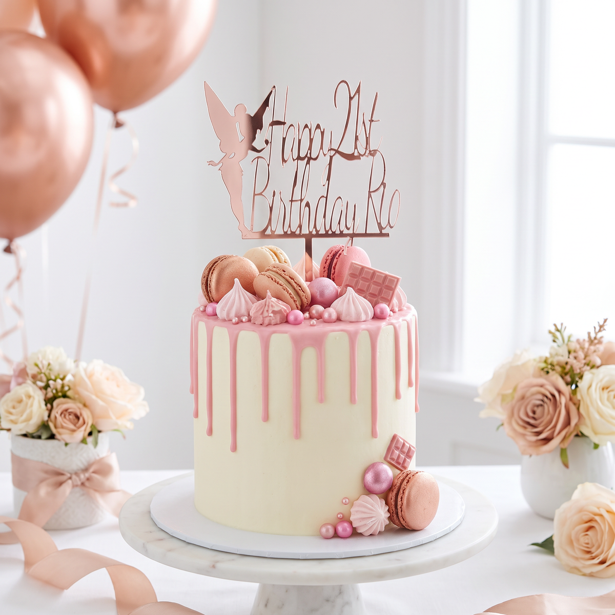 Custom Name and Age Birthday Cake Topper - Personalized Acrylic