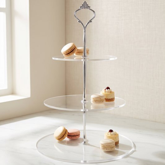 3-Tier Round Acrylic Cake Stand for Weddings and Parties