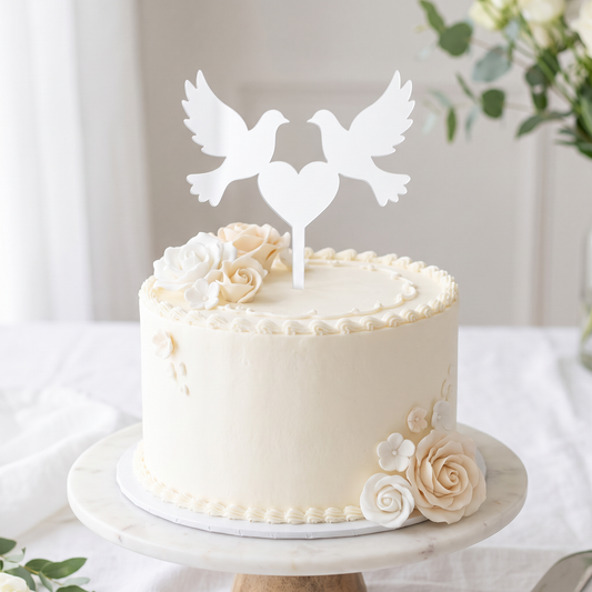 Pair of Doves Cake Toppers for Weddings and Anniversaries