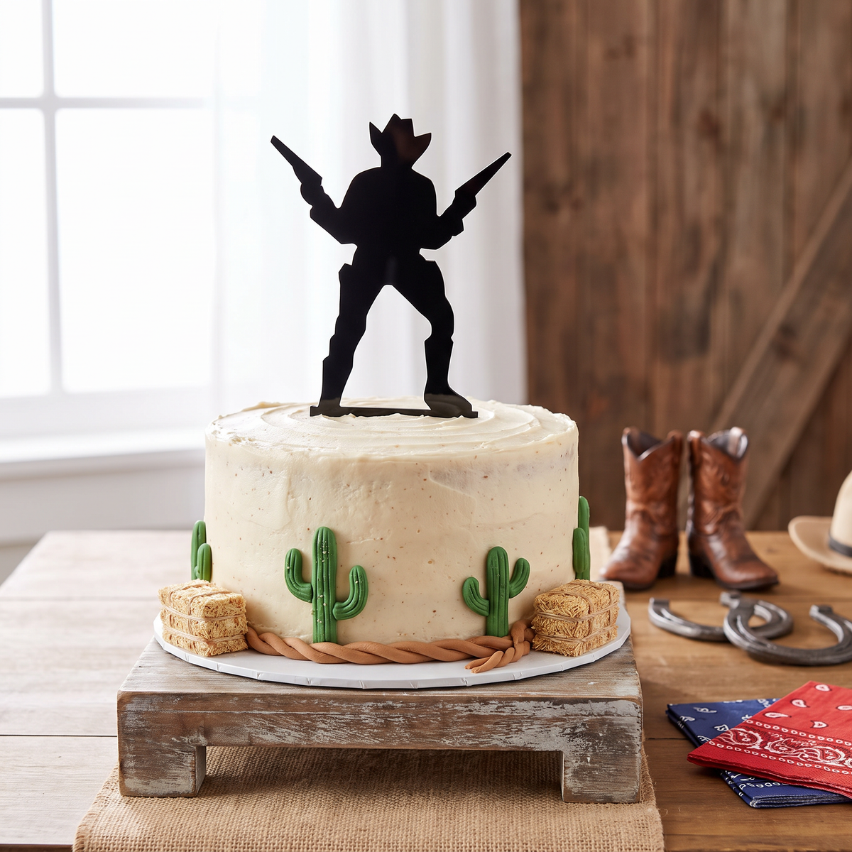 Bespoke Cowboy Cake Topper Western Theme Party Decoration