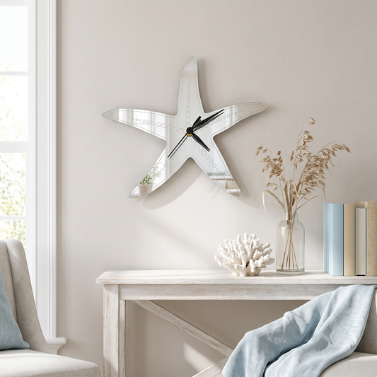 Starfish Shaped Etched Wall Clock - Multiple Colors