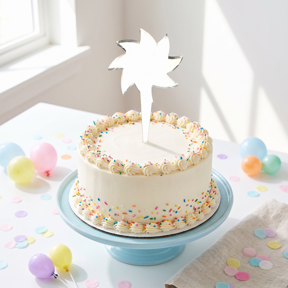 Custom Spiral Star Cake Topper, Recycled Acrylic Birthday Decor