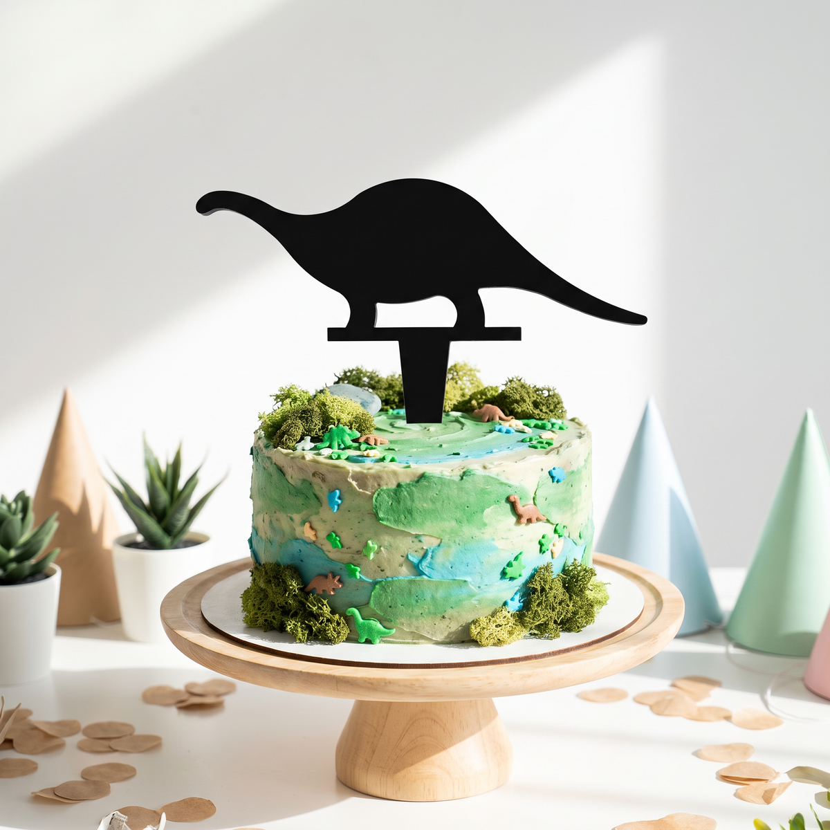 Brontosaurus Dinosaur Cake Toppers - Recycled Party Decorations