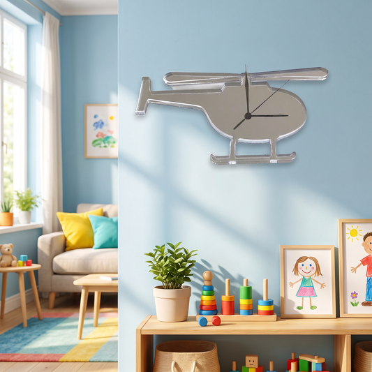 Helicopter Shaped Wall Clock for Kids Room