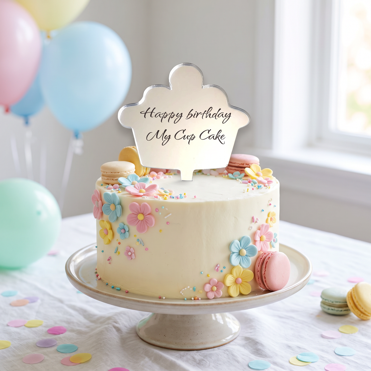 Custom Cupcake Shaped Cake Toppers, Personalized Party Decorations