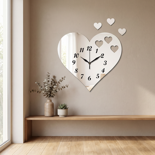 Heart-Shaped Wall Clock - Modern Decorative Home Decor
