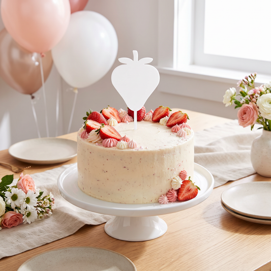 Custom Strawberry Cake Topper, Recycled Acrylic Birthday Decor