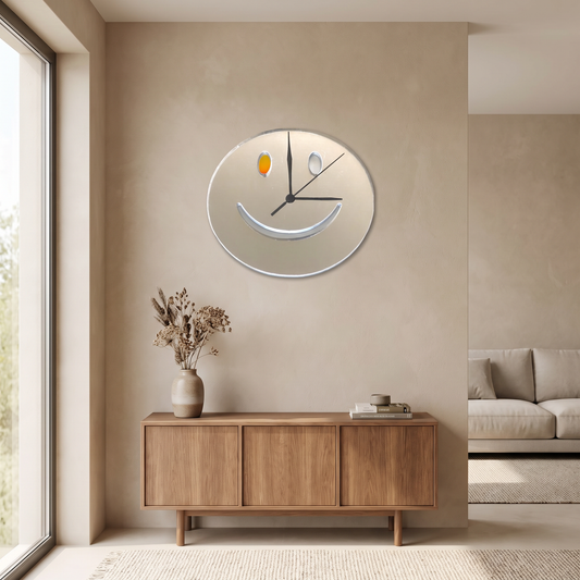 Smiley Face Wall Clock - Modern Decorative Round Clock