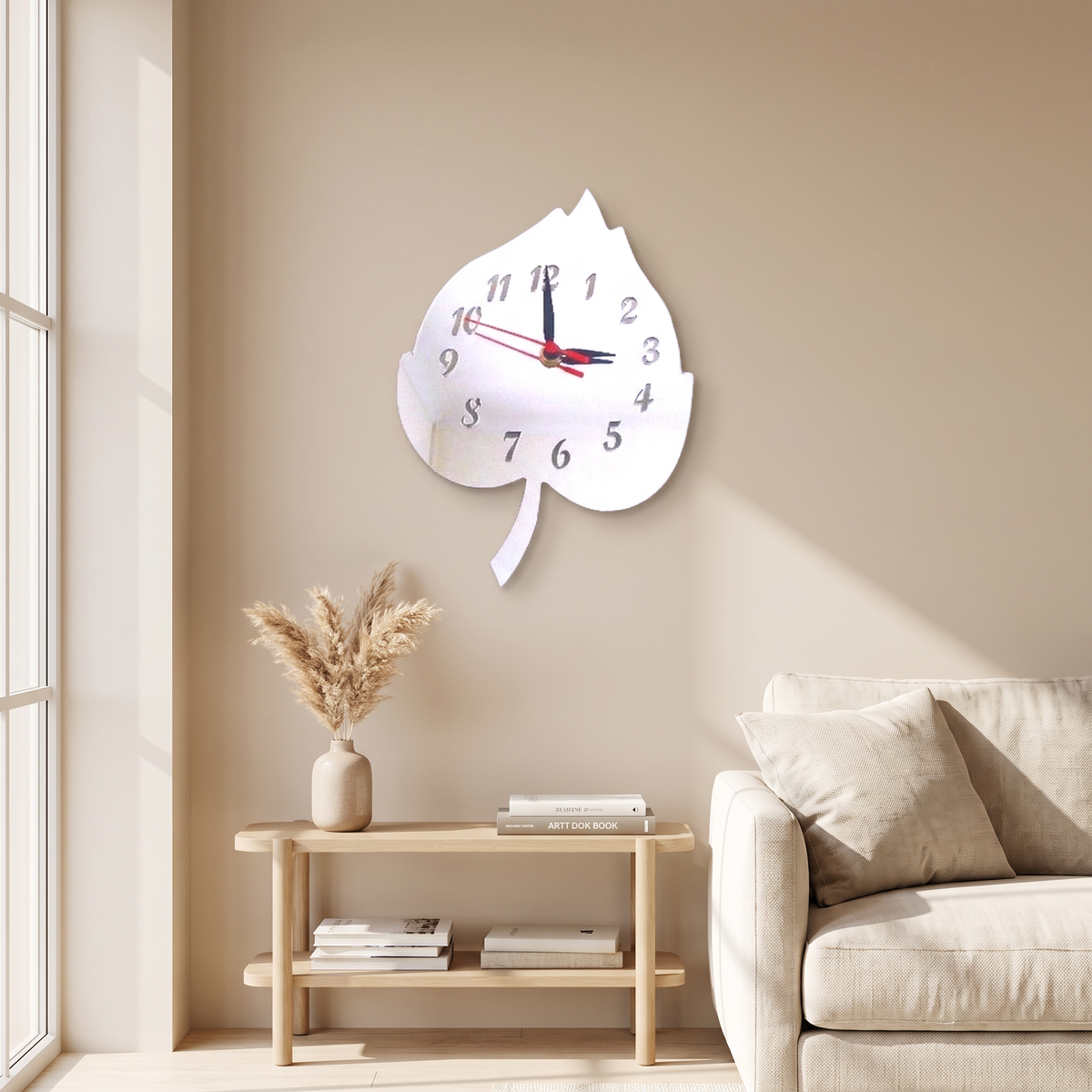 Leaf Shaped Wall Clock Modern Decorative Acrylic Home Decor