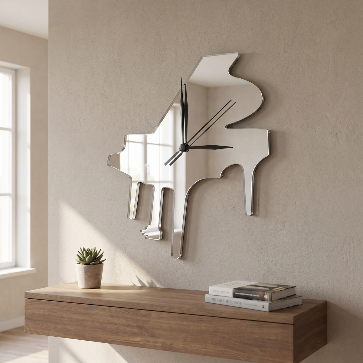Grand Piano Shaped Wall Clock, Decorative Musical Instrument Clock