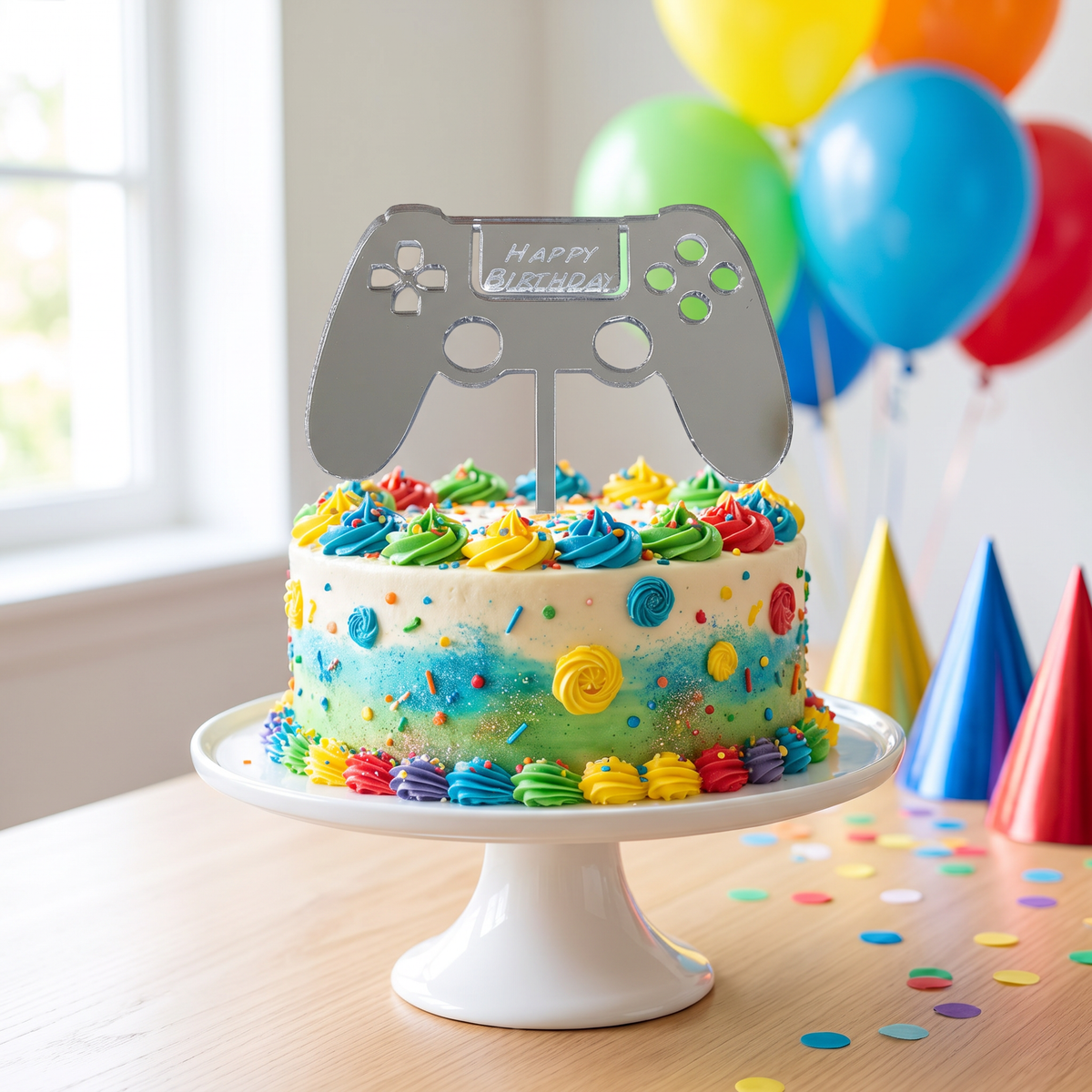 Custom Acrylic Gaming Controller Cake Topper for Birthday Parties