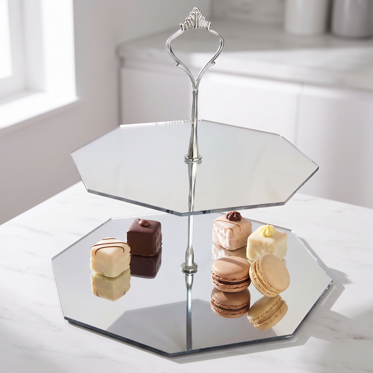 Two-Tier Octagonal Cake Stand for Dessert Displays