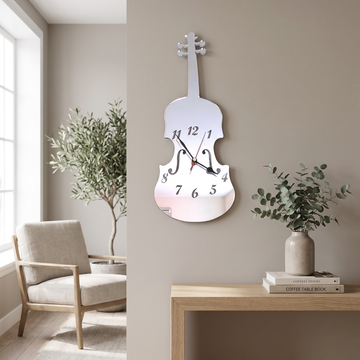 Violin-Shaped Wall Clock for Musicians
