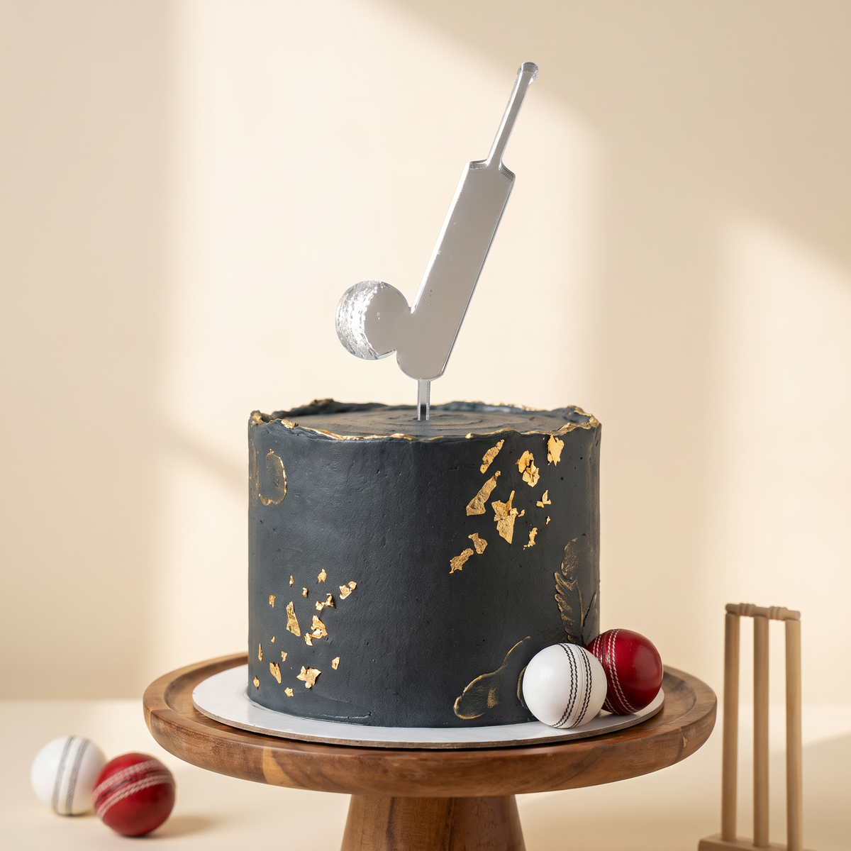 Bespoke Cricket Bat and Ball Cake Topper Set for Sports Cakes