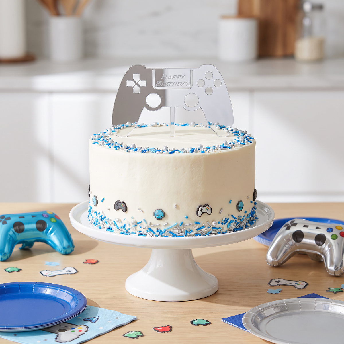 Video Game Themed Birthday Cake Toppers - Gaming Party Decorations