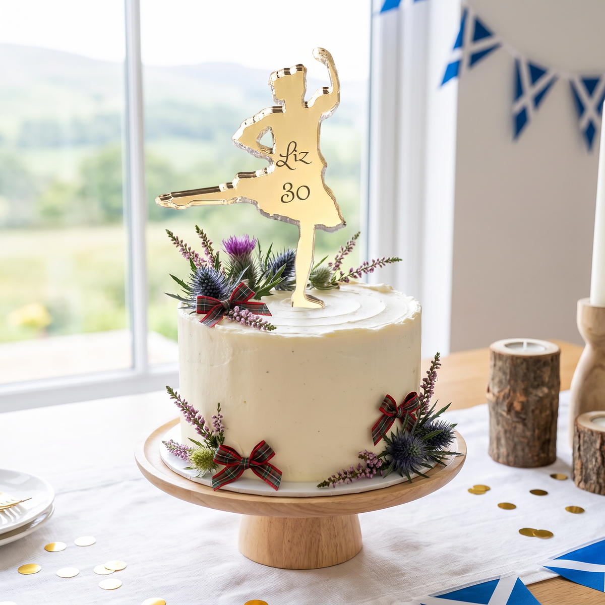 Highland Dancer Acrylic Cake Topper for Birthdays and Parties