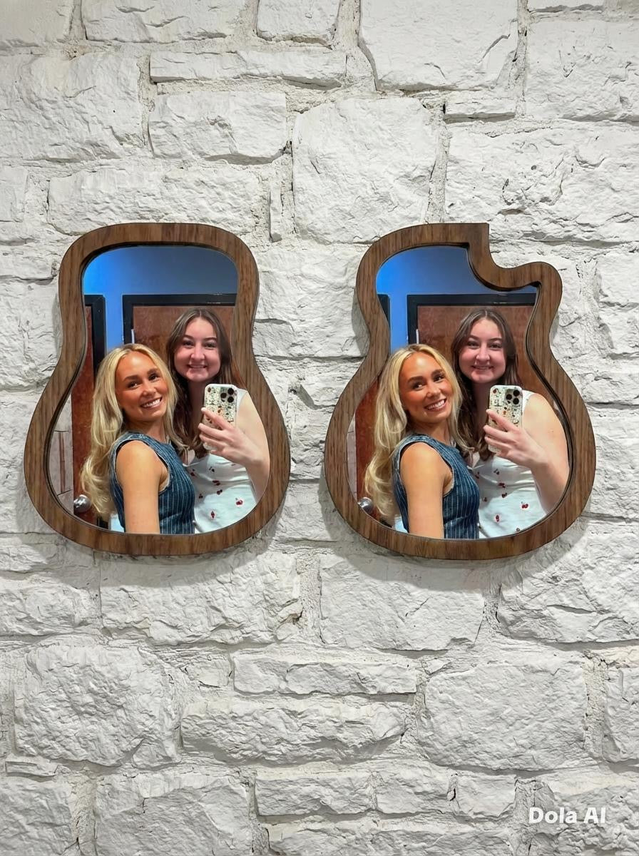 Wood Framed Guitar Shaped Mirrors
