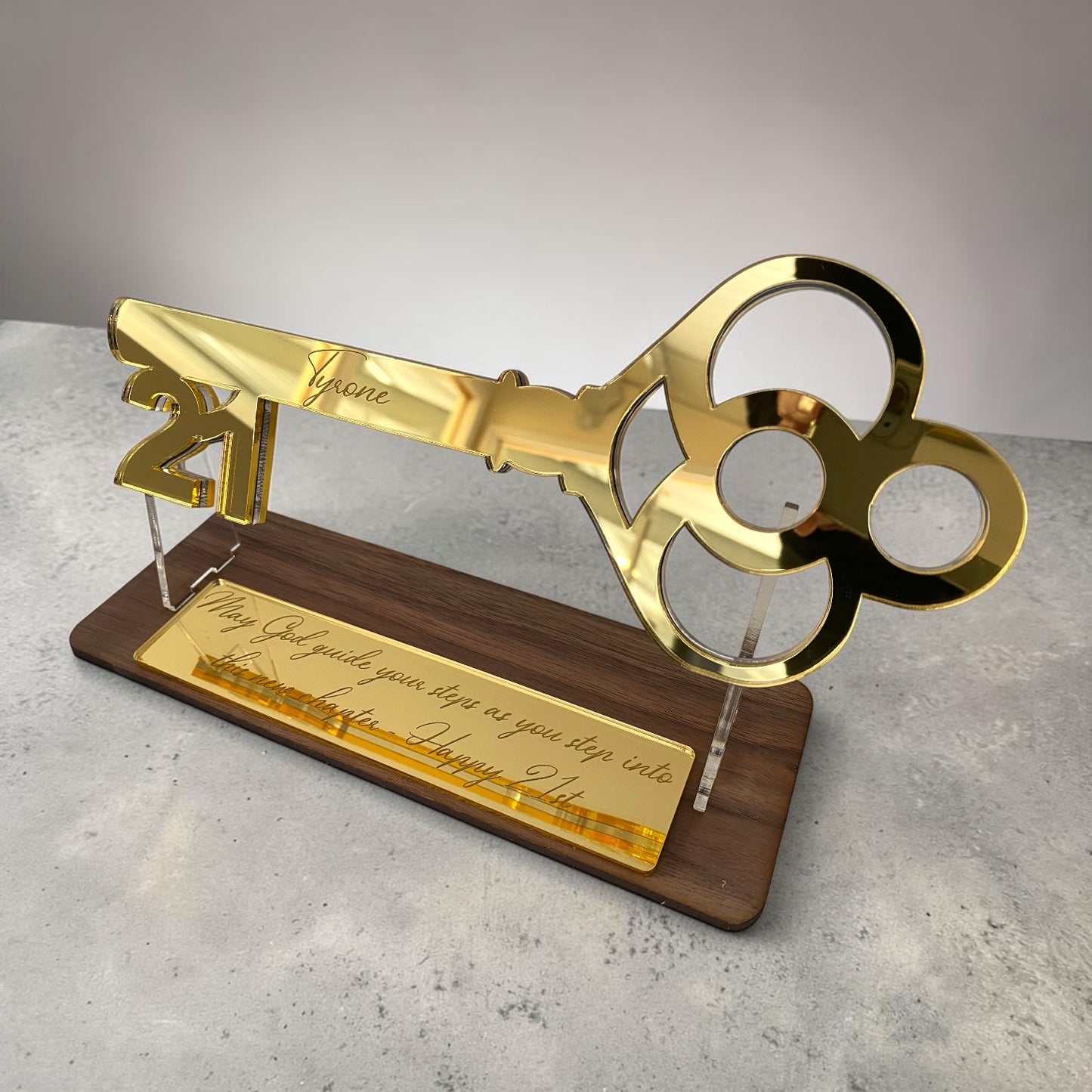 Celebration Award / Birthday Age or Retirement 3D Key presentation Stand Personalized Gift