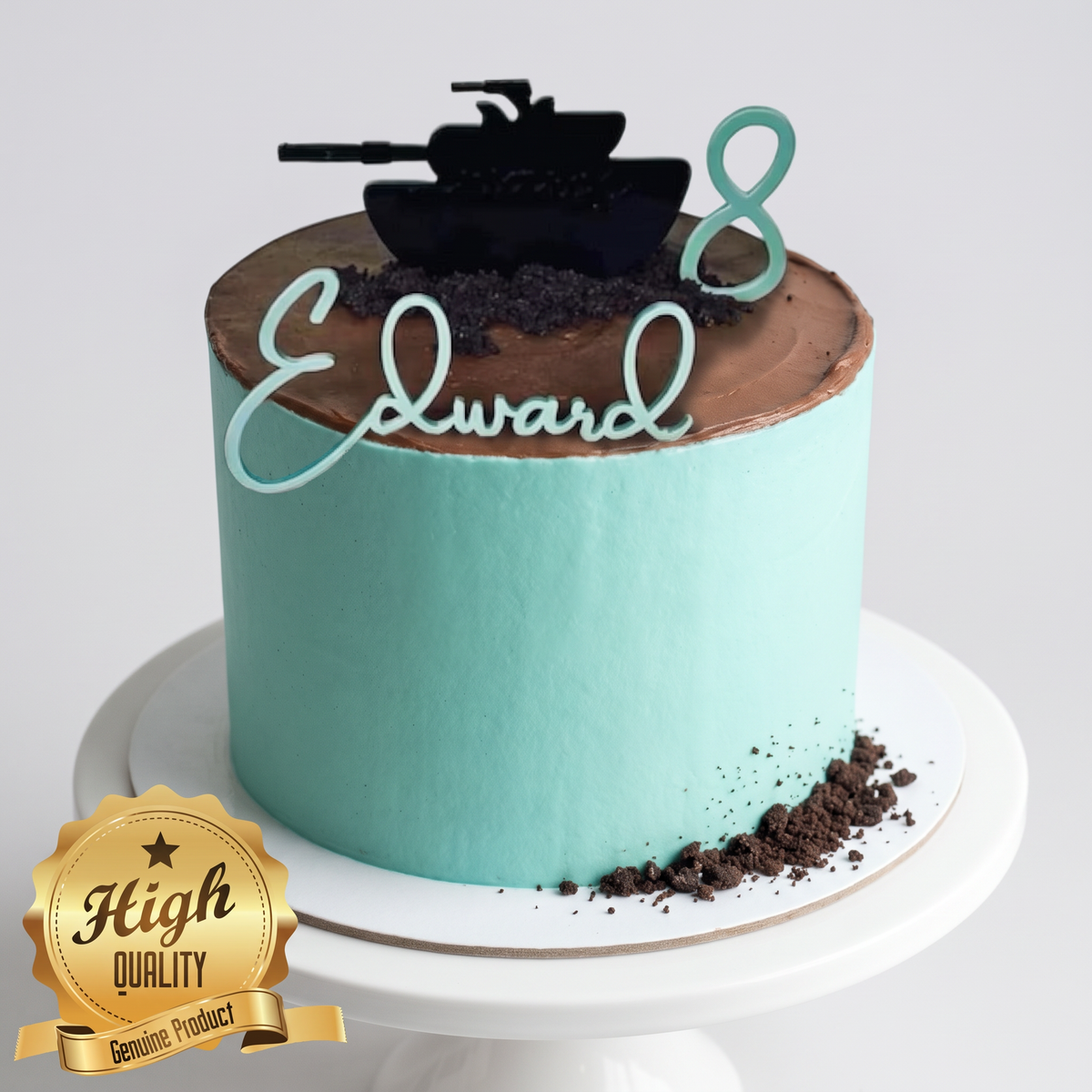Custom Army Tank Cake Topper with Personalized Engraving
