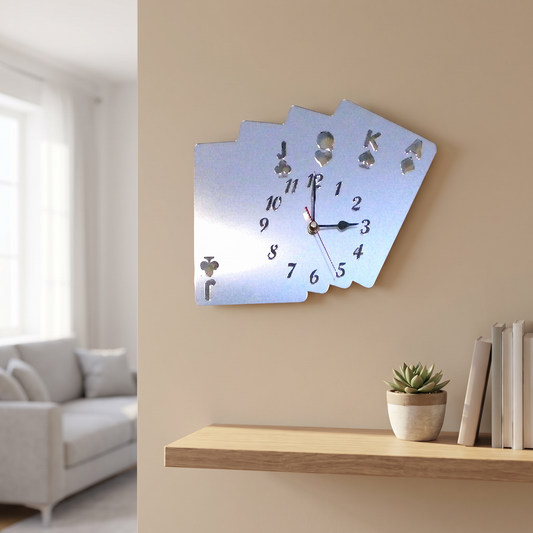 Playing Card Shaped Wall Clock - Decorative Poker Room Decor