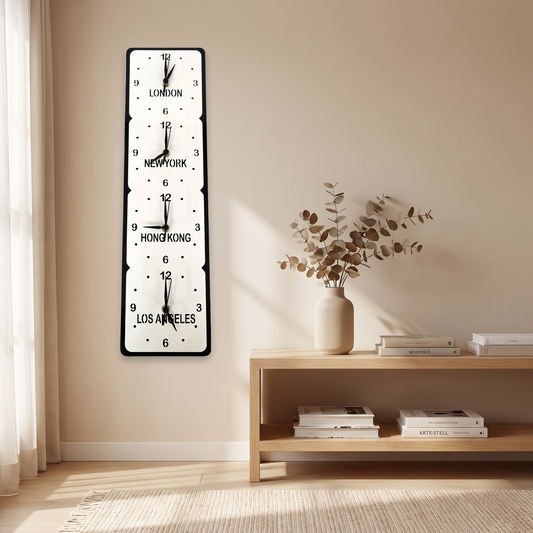 Customizable 4-Zone World Time Square Wall Clock, Multiple Colors