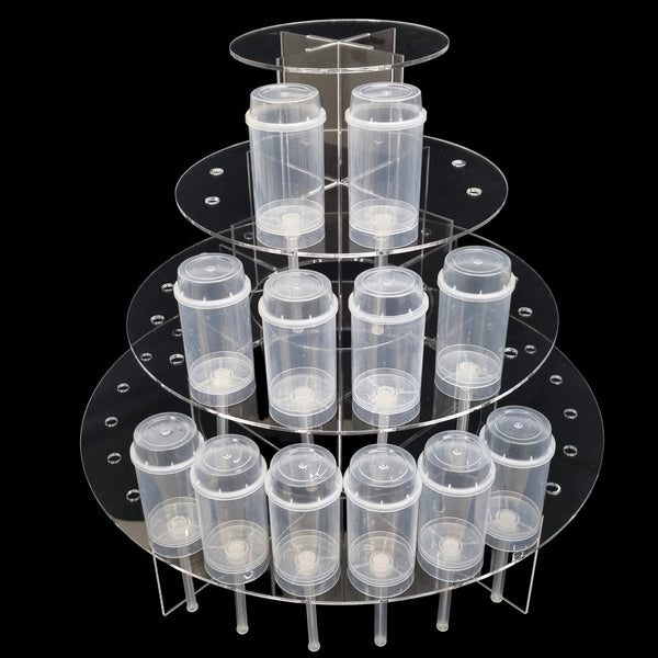 Round Four Tier Acrylic Wedding & Party Cake Push Pop Stands, Bespoke Sizes Made
