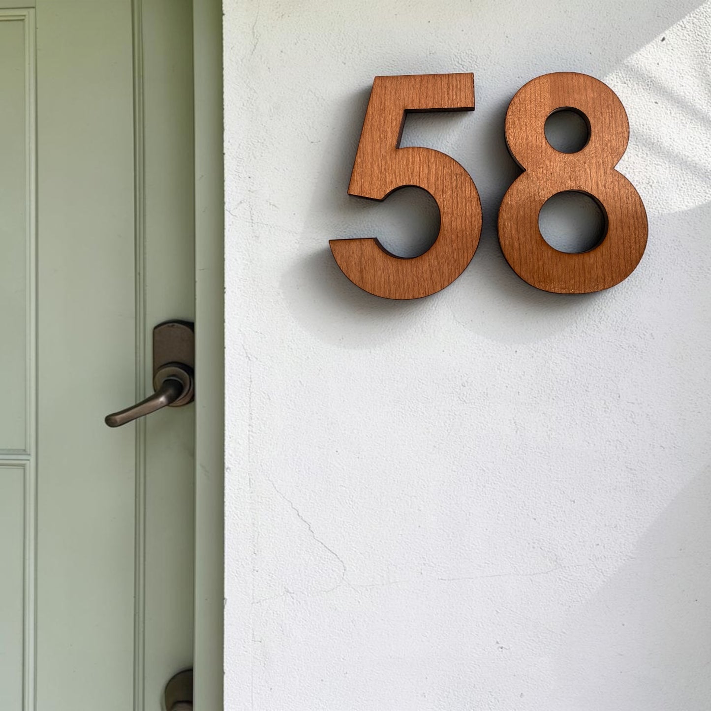 Wooden Floating House Letters & Numbers with fixings (Sold Per Digit) - Oak, Walnut or Cherry