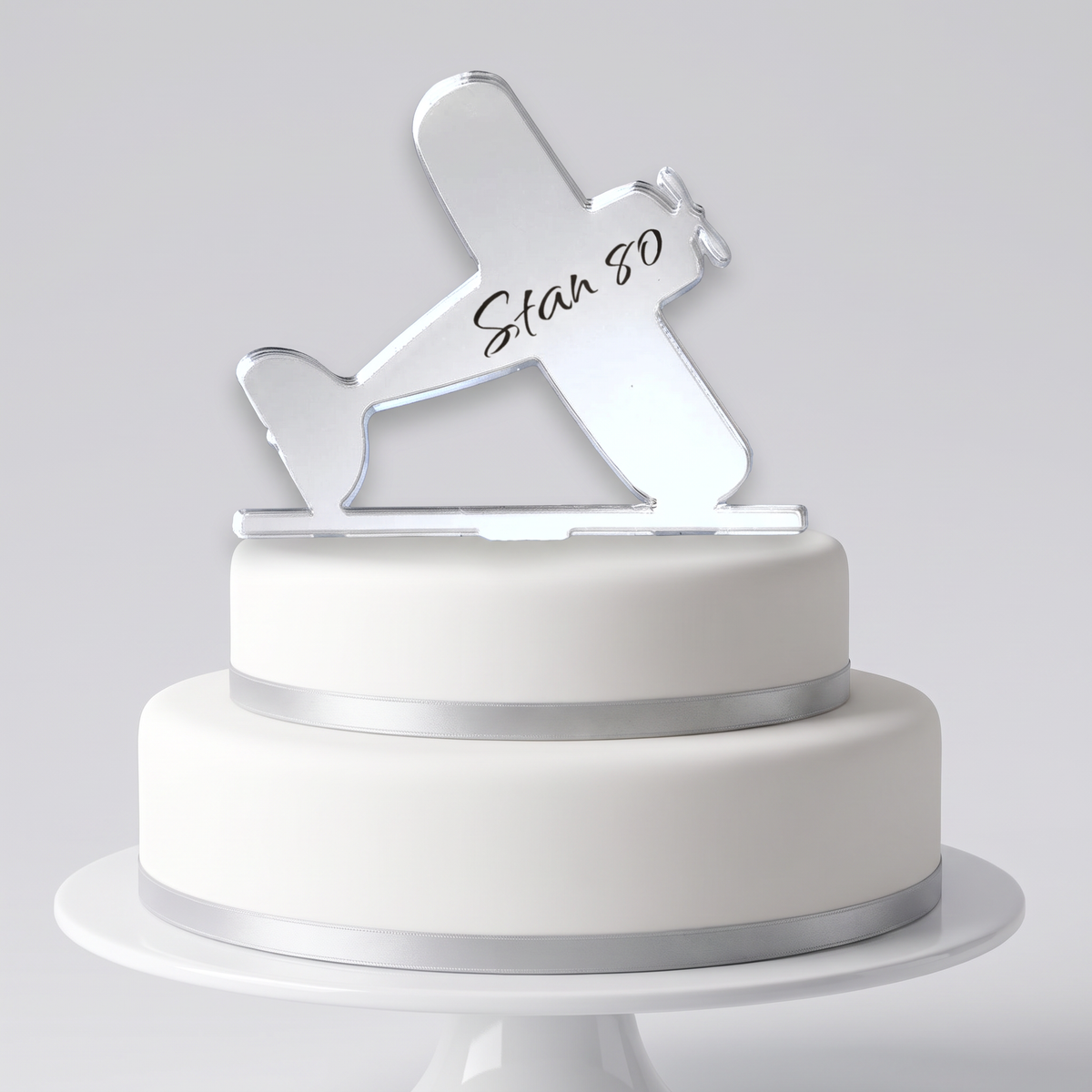 Custom Bi-Plane Cake Topper Personalized Engraved Acrylic Decor
