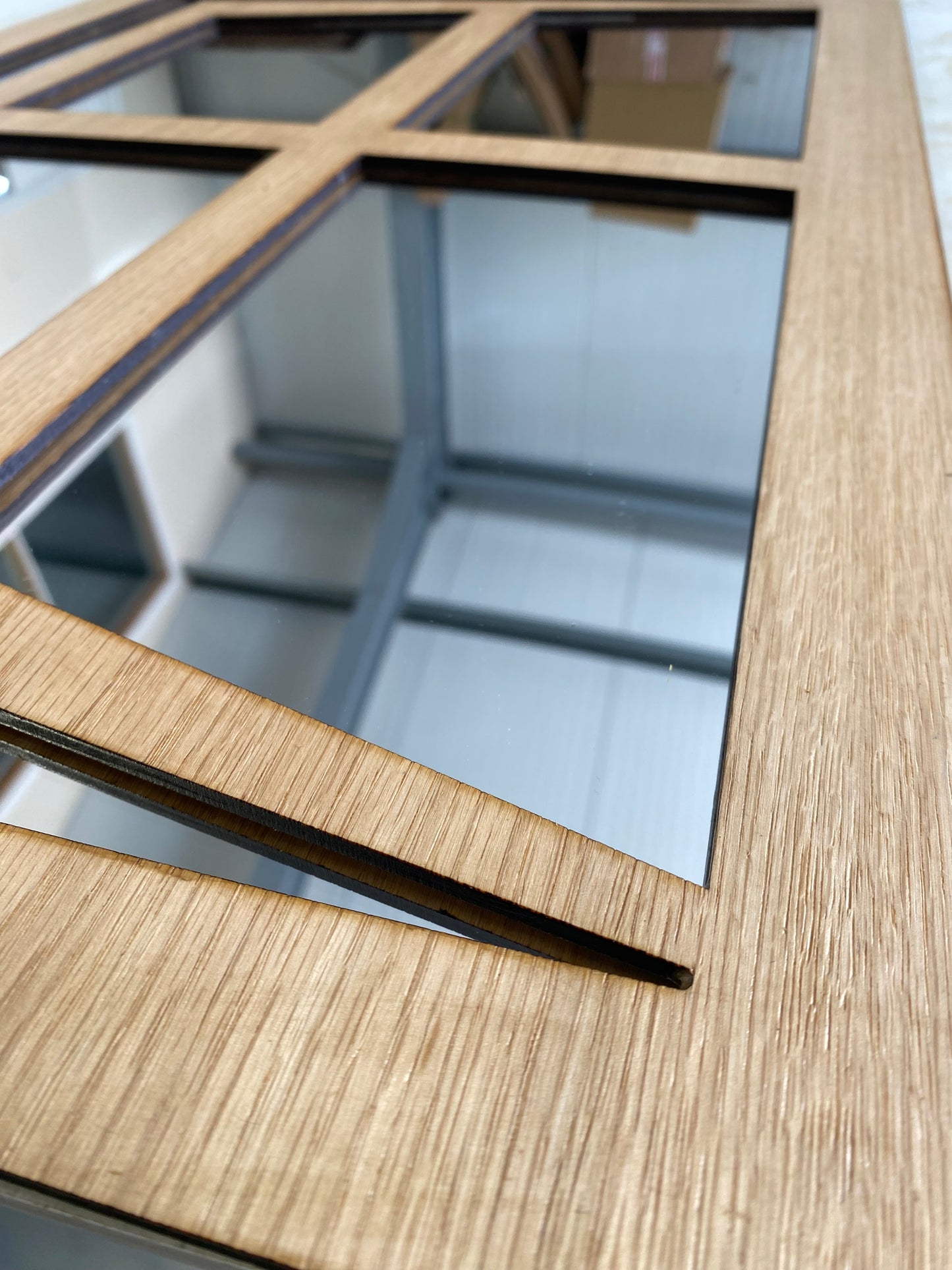 Window Ajar Wooden Garden Mirror
