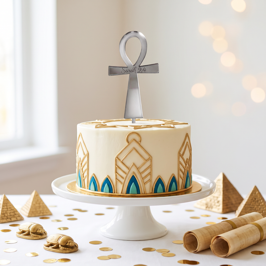 Egyptian Ankh Cake Topper for Themed Party Decorations
