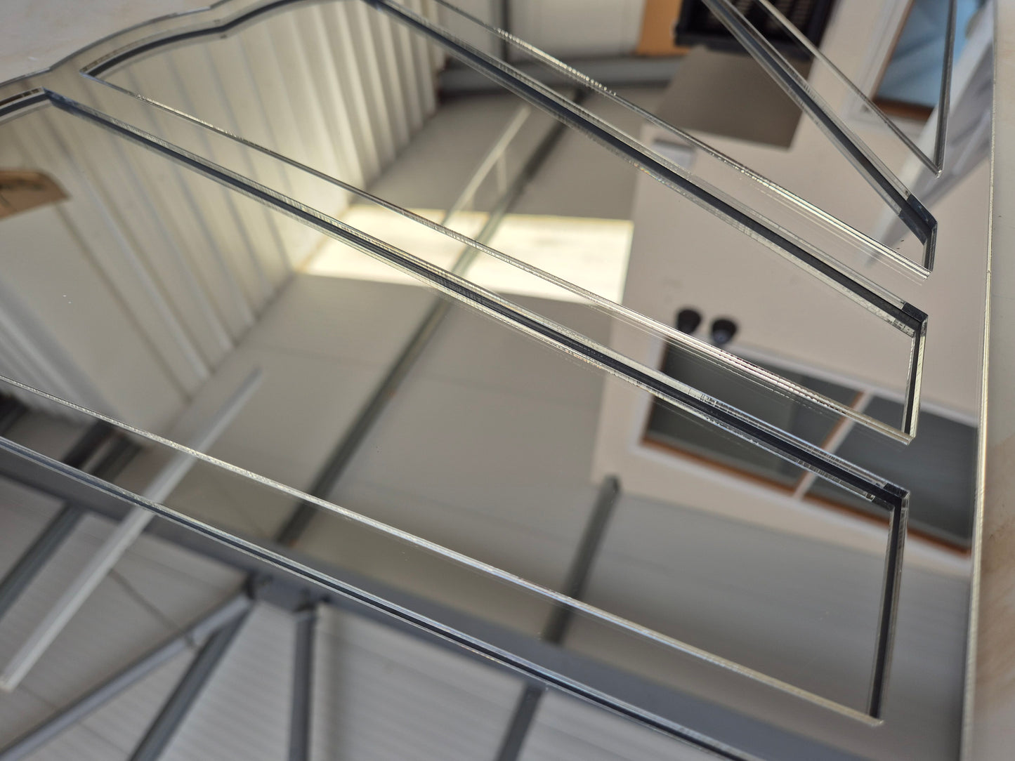 Art Deco Fan Silver Mirror on Mirror Acrylic Frame