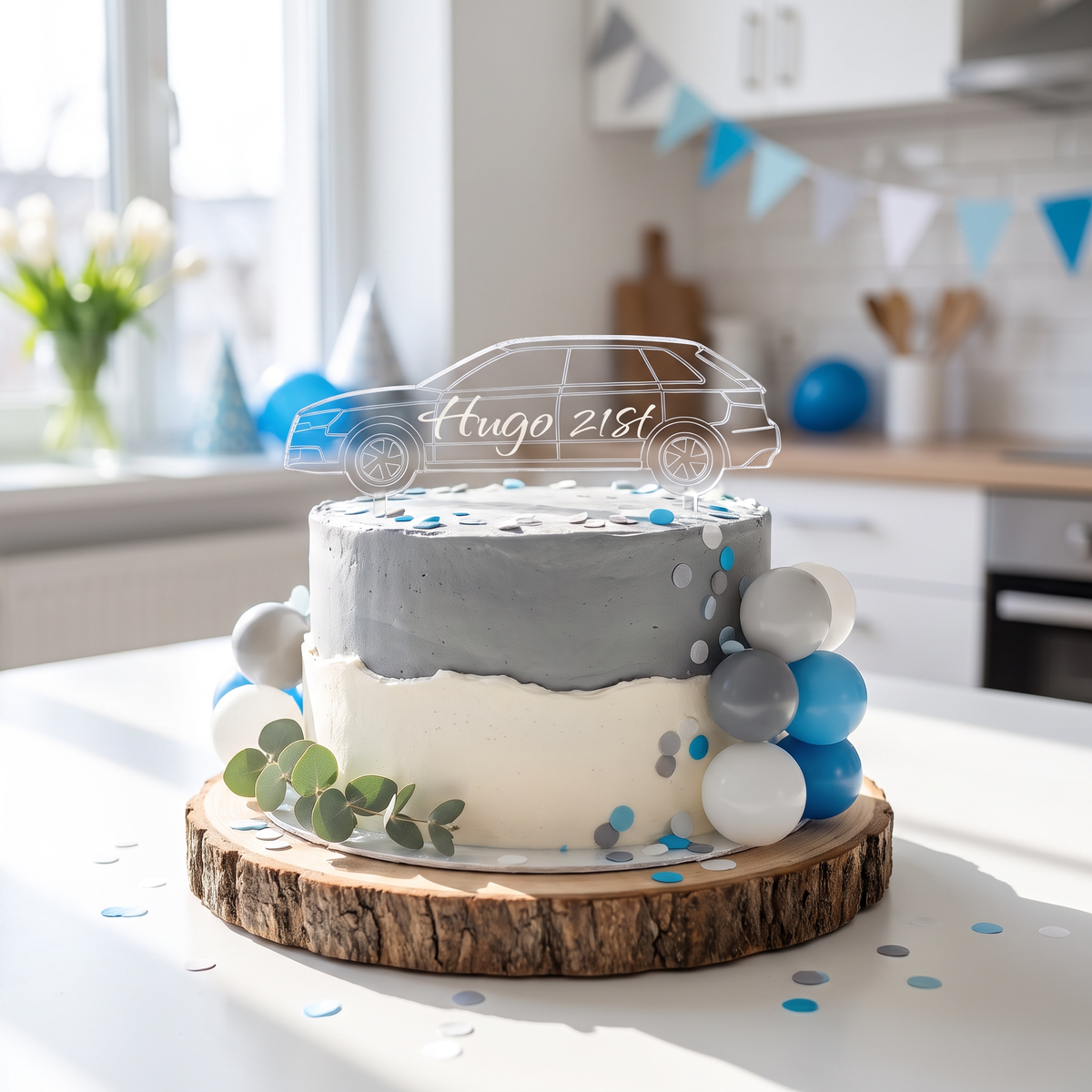 Custom Engraved Hatchback Car Cake Topper for Birthday Cakes