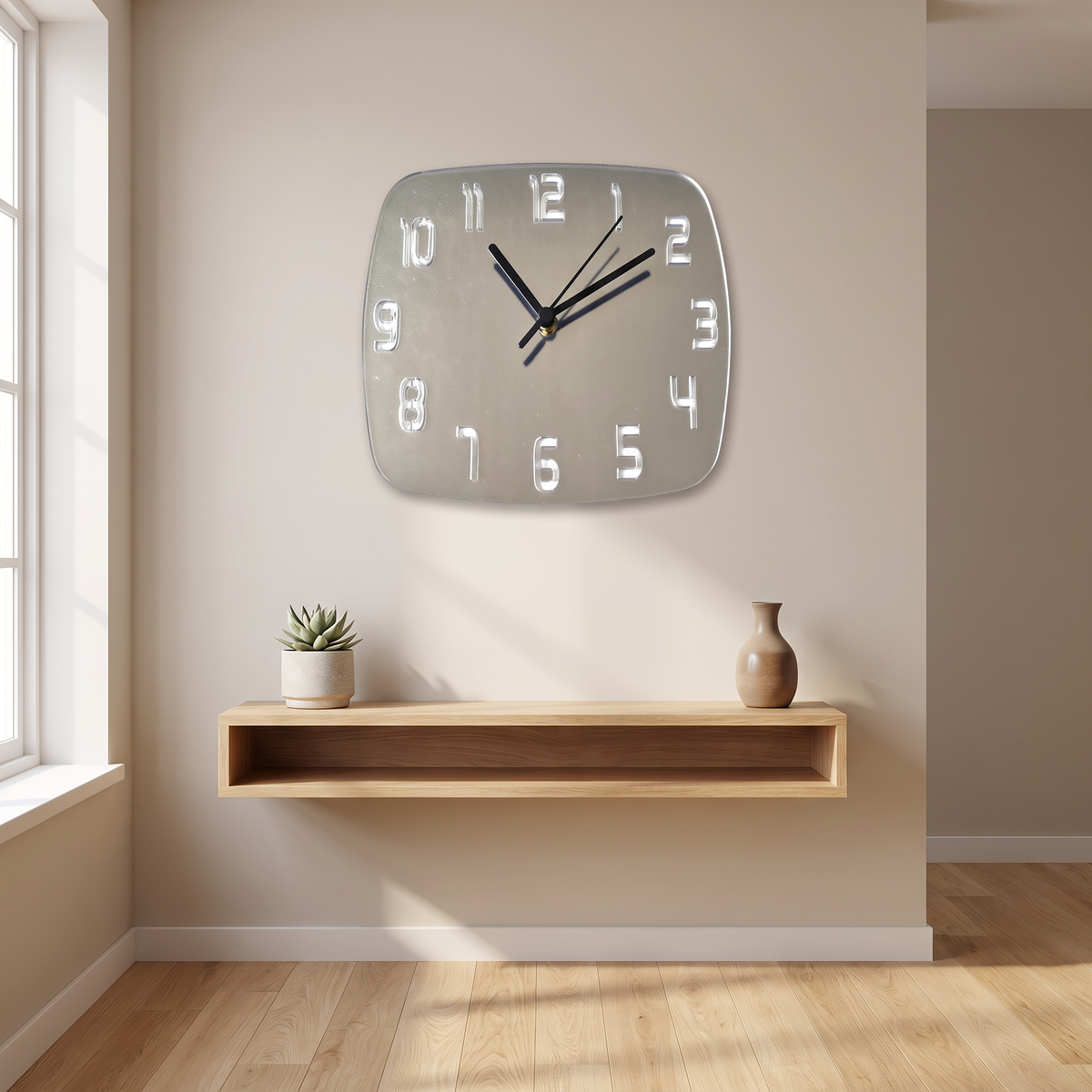 Modern Two-Tone Square Wall Clock with Numbered Face