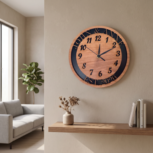 Custom Wooden Round Wall Clock Silent Sweep Personalized Gift